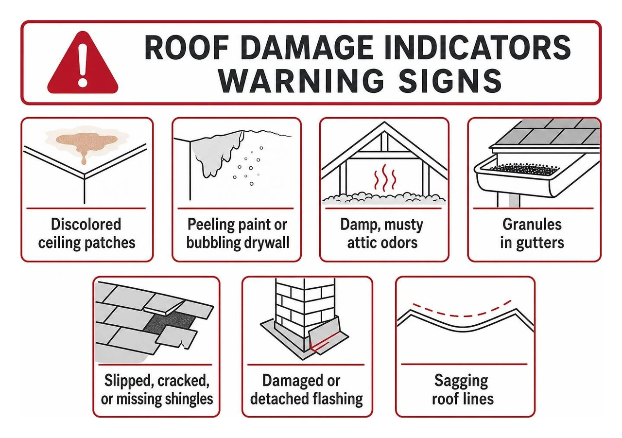 roof damage indicators warning signs roof damage indicators warning signs
