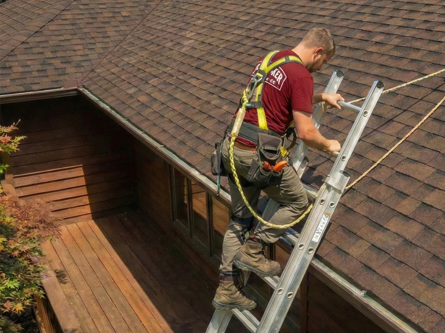 licensed roofer inspecting shingles