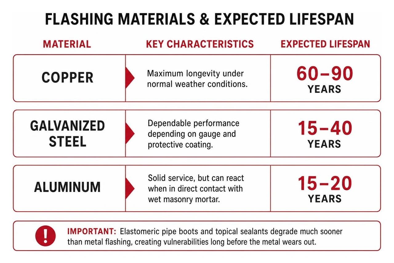 flashing materials and expected lifespan flashing materials and expected lifespan