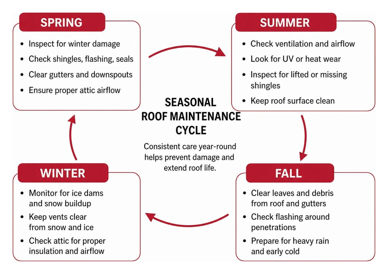 Seasonal roof maintenance cycle