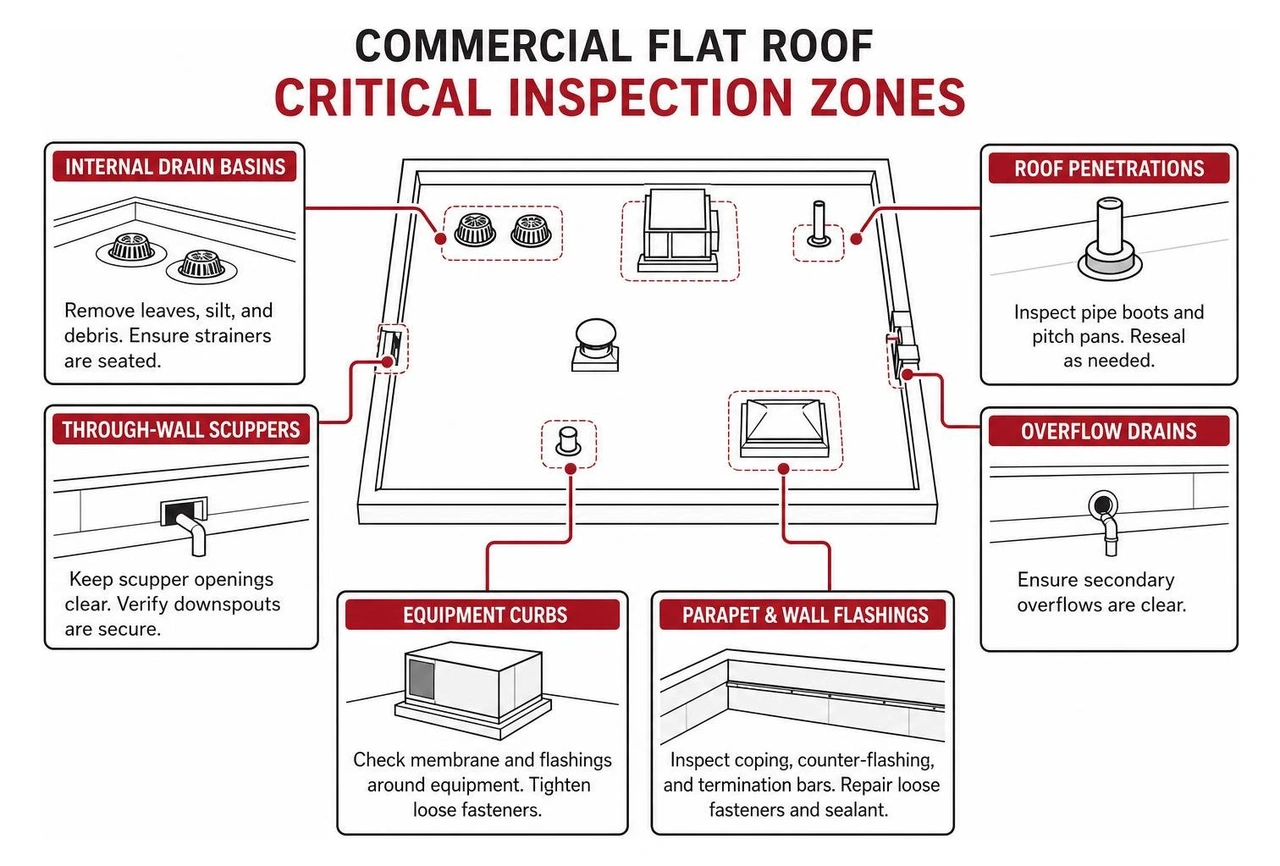 commercial flat roof critical inspection zones commercial flat roof critical inspection zones