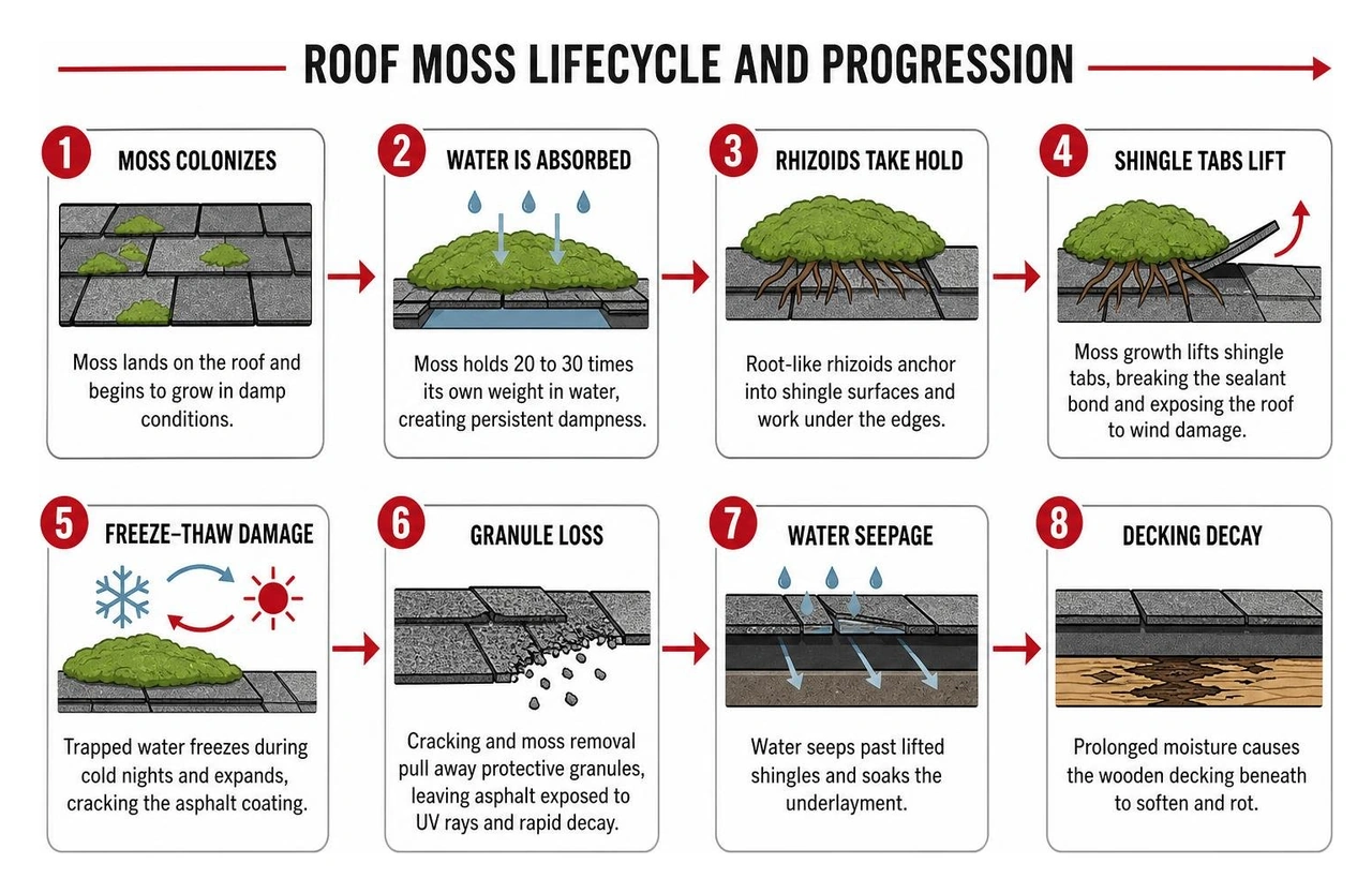 roof moss lifecycle and progression diagram roof moss lifecycle and progression diagram