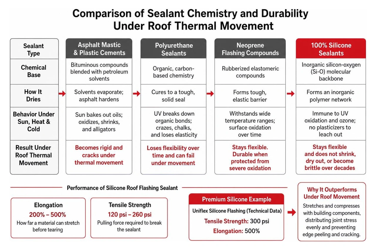 Comparison of sealant chemistry and durability under roof thermal movement Comparison of sealant chemistry and durability under roof thermal movement