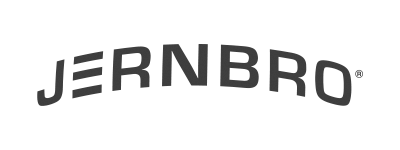 JERNBRO företagslogotyp med stiliserad text i grå färg.