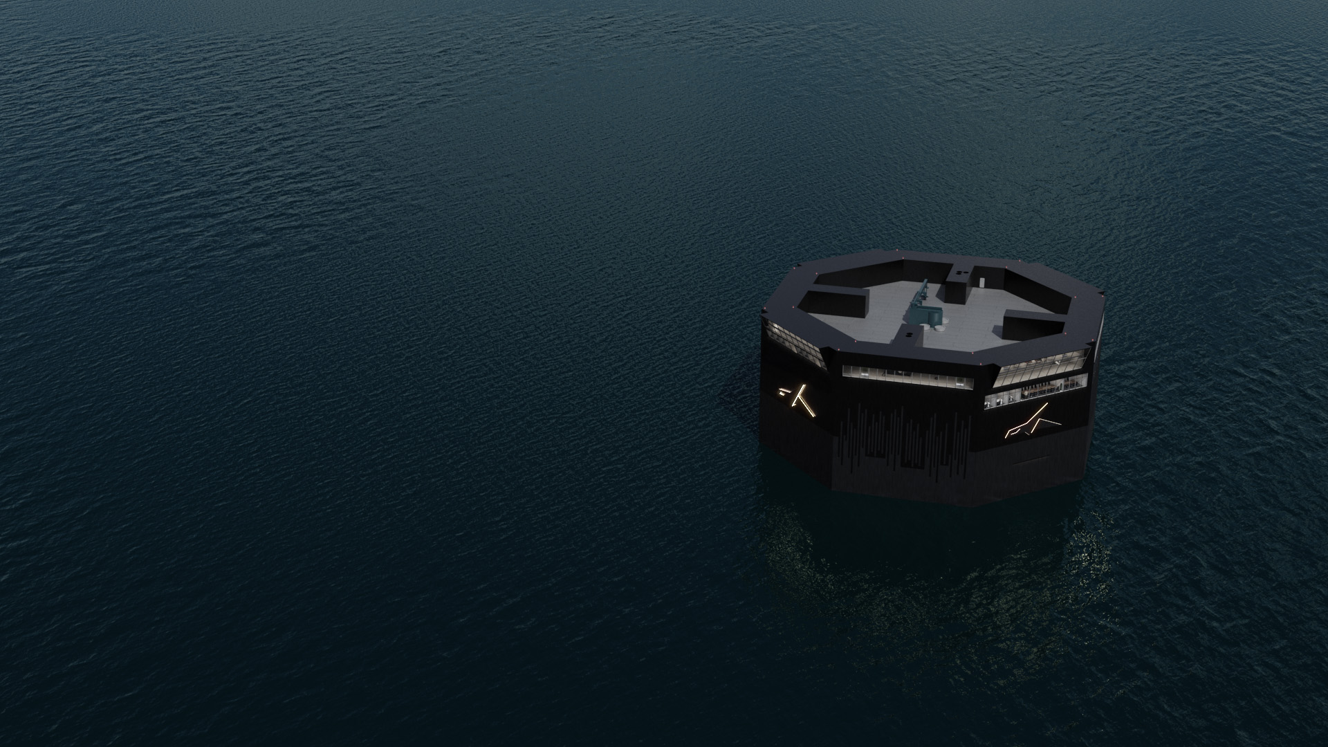 image of a modern eco-friendly building with integrated renewable energy systems