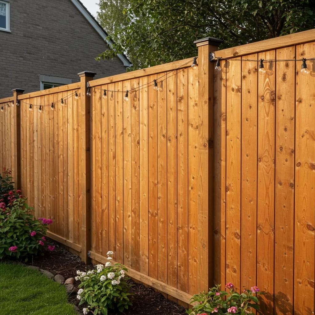 Beautiful wood fence in a backyard garden, illustrating its aesthetic appeal