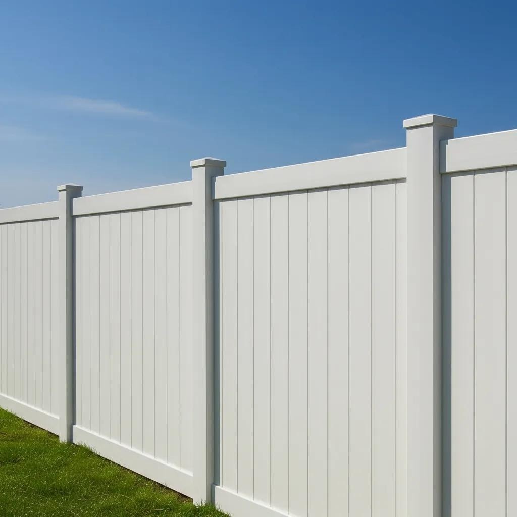Durable vinyl fence in a sunny outdoor setting, showcasing its low maintenance features