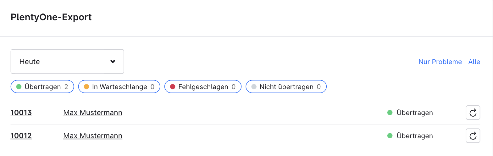 Shopware Dashboard – PlentyONE-Export-Widget