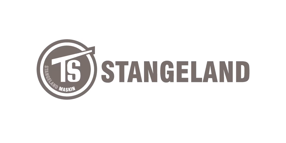 Logo for Stangeland Maskin with stylized letters TS inside a circle and the word STANGELAND.