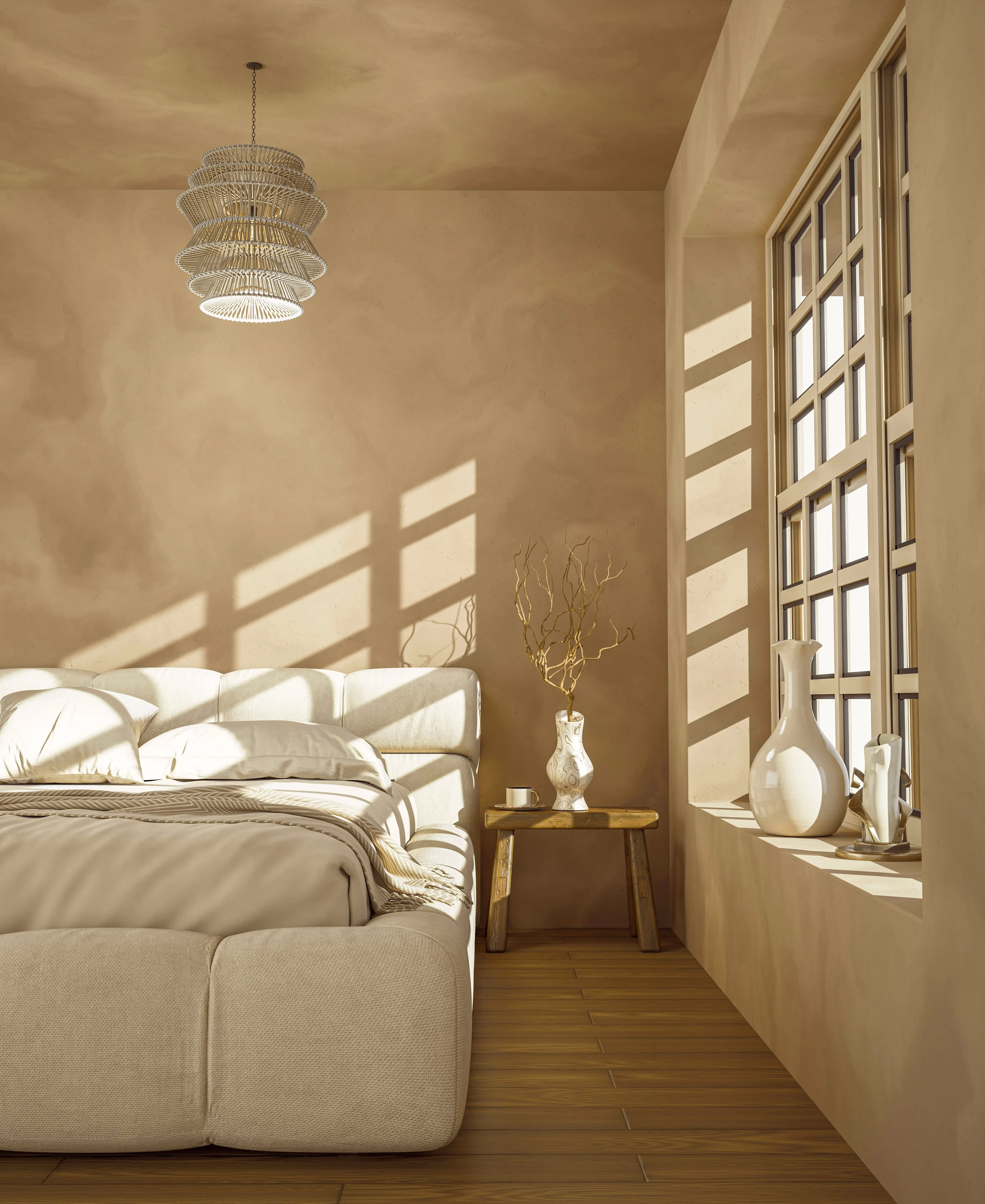 Beige bedroom interior