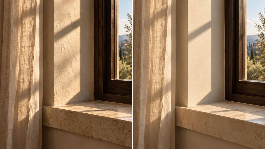 The same window reveal as delivered and as designed in the digital twin