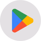 Google Play Store multicolored triangular play button icon on a gray circular background.