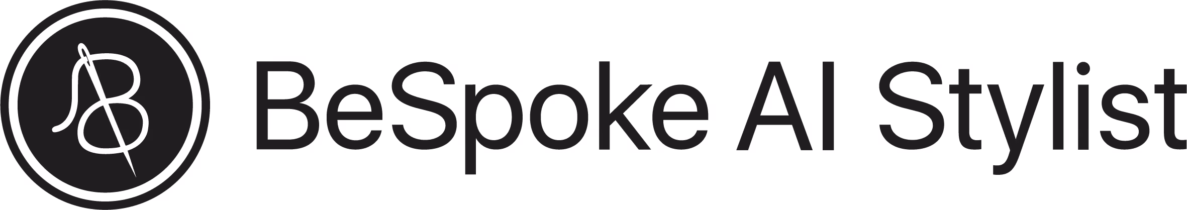 Logo with a stylized needle and thread forming the letter B next to the text 'BeSpoke AI Stylist'.
