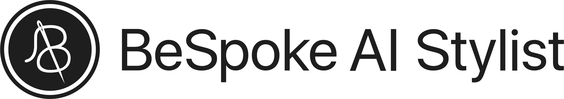 Logo with a stylized needle and thread forming the letter B next to the text 'BeSpoke AI Stylist'.