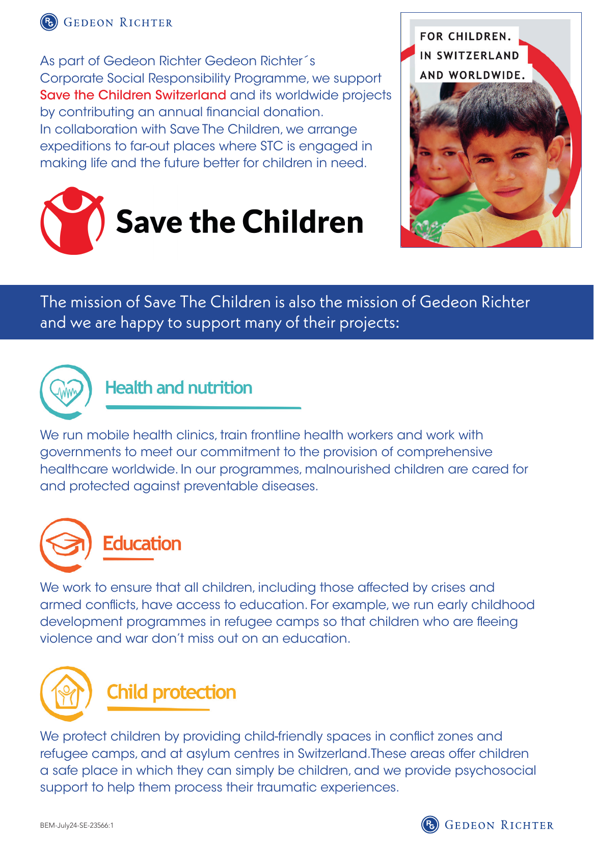 Gedeon Richter — Save the Children partnership