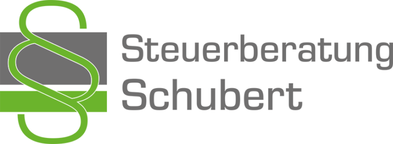 Logo von Steuerberatung Schubert mit grünem Paragraphzeichen und grauem Text.