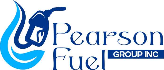 Pearson Fuel Group Inc logo with stylized blue flame and fuel nozzle graphic.