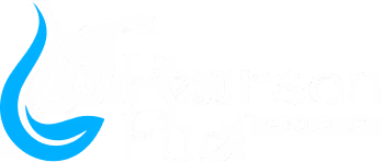 Pearson Fuel Group Inc logo with a blue flame and white text on a black background.