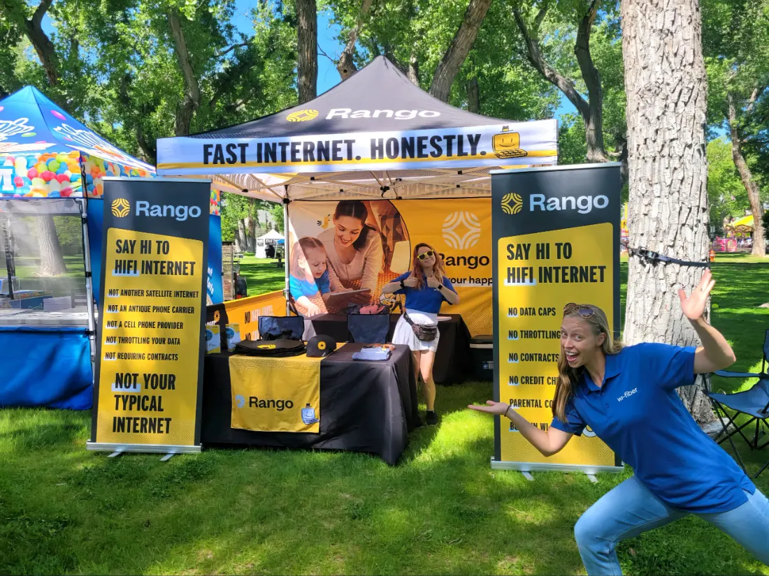 Rango booth at a community park event