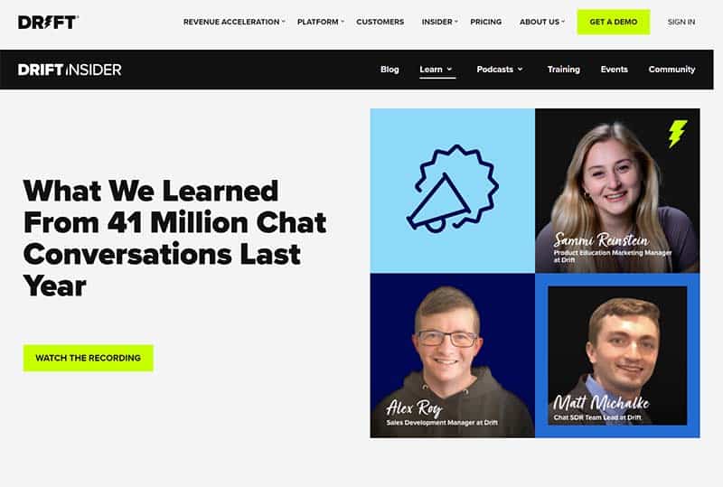 Lead Generation Example by Drift