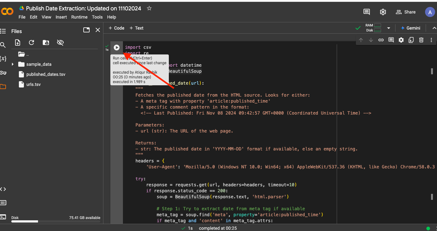 Google Colab data verification