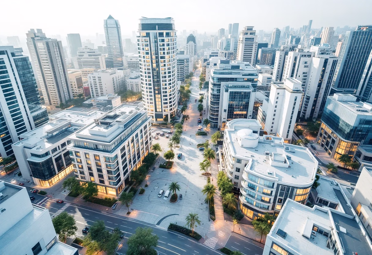 [background image] of downtown area (for a roofing contractor)