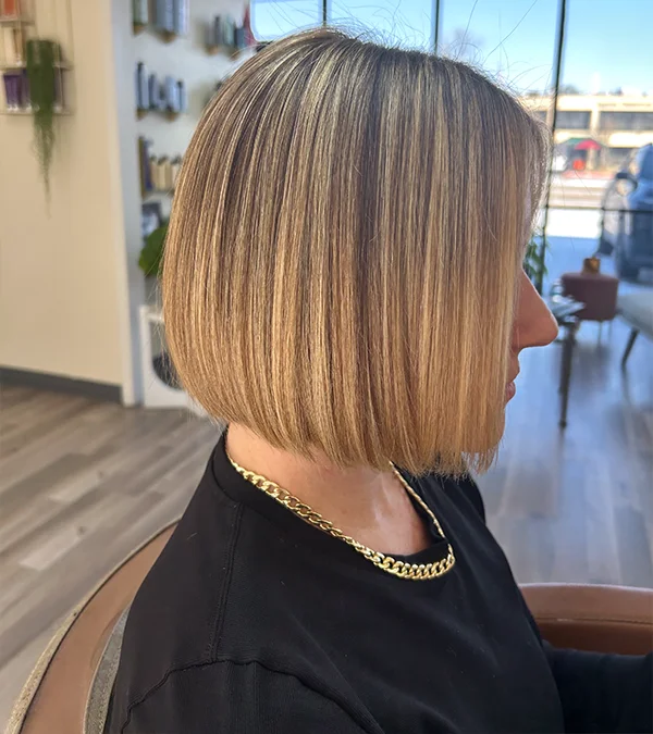 Custom haircut and color result at M Hair Lounge
