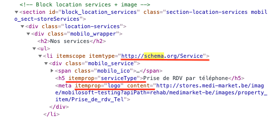 schema.org - type de services - MediMarket