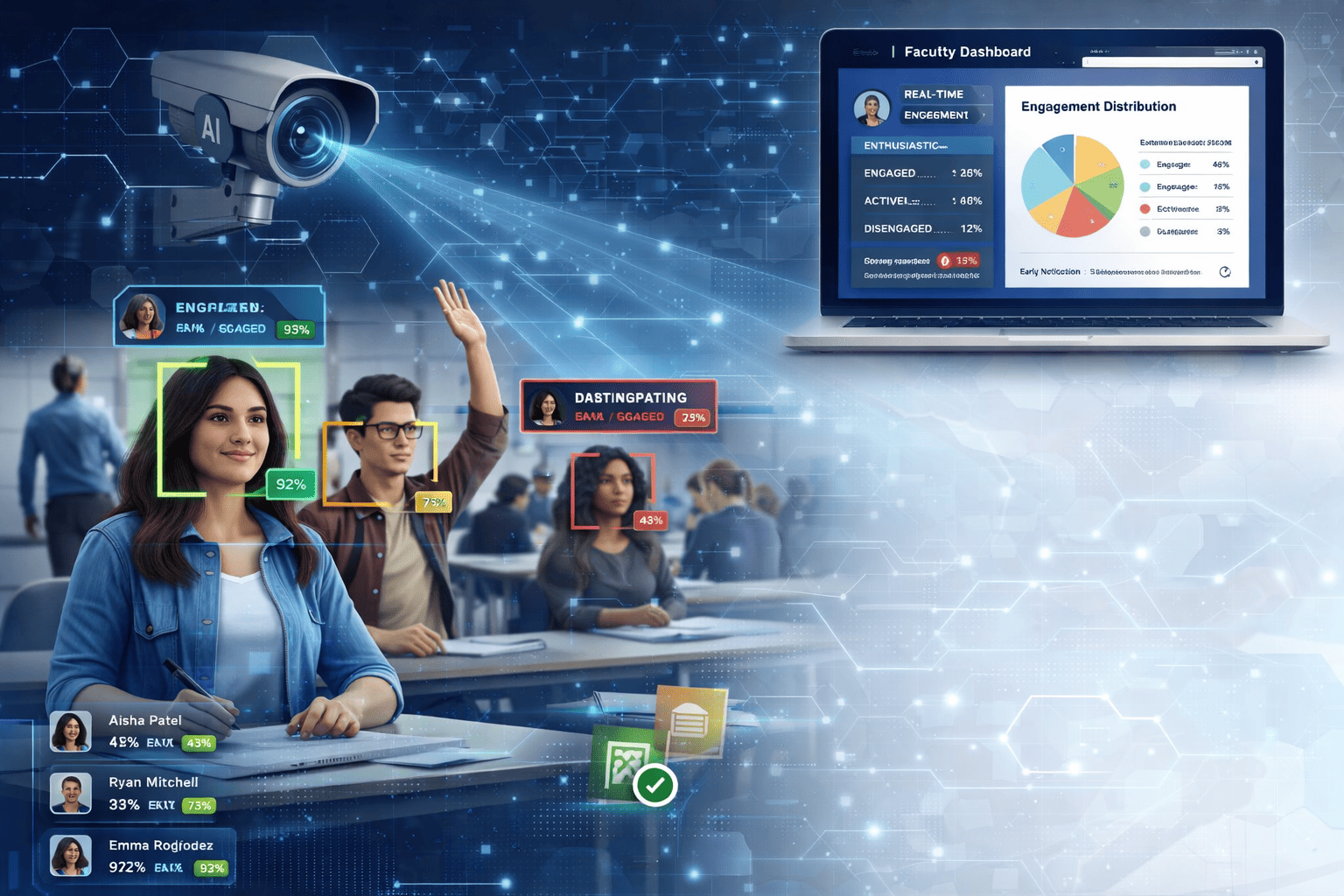 AI driven engagement monitoring in class