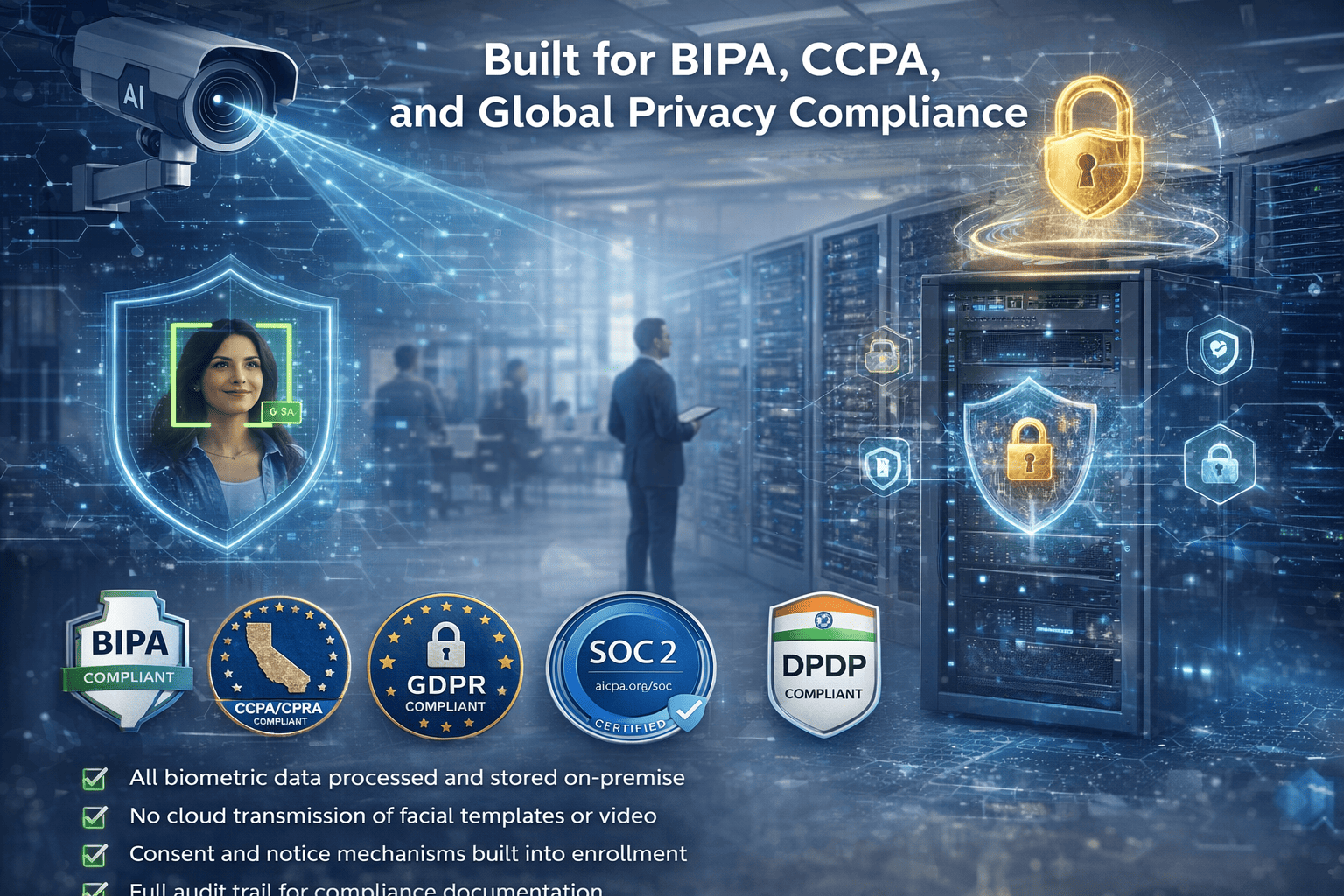 Biometric privacy in data center compliance
