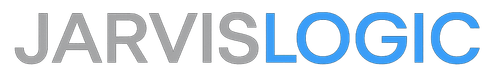 Text logo displaying the word 'JARVISLOGIC' with 'JARVIS' in gray and 'LOGIC' in blue on a black background.