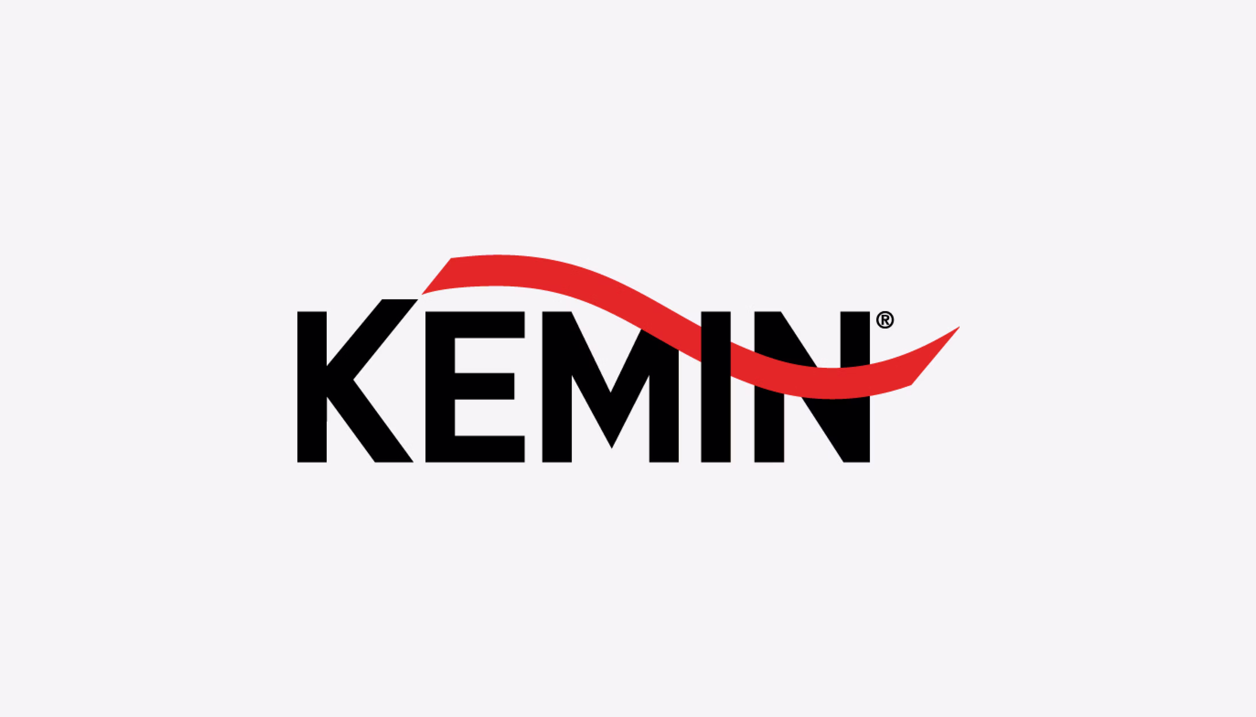 AQUALAB customer logo for Kemin, featuring bold black KEMIN lettering with a red curved swoosh accent above the name