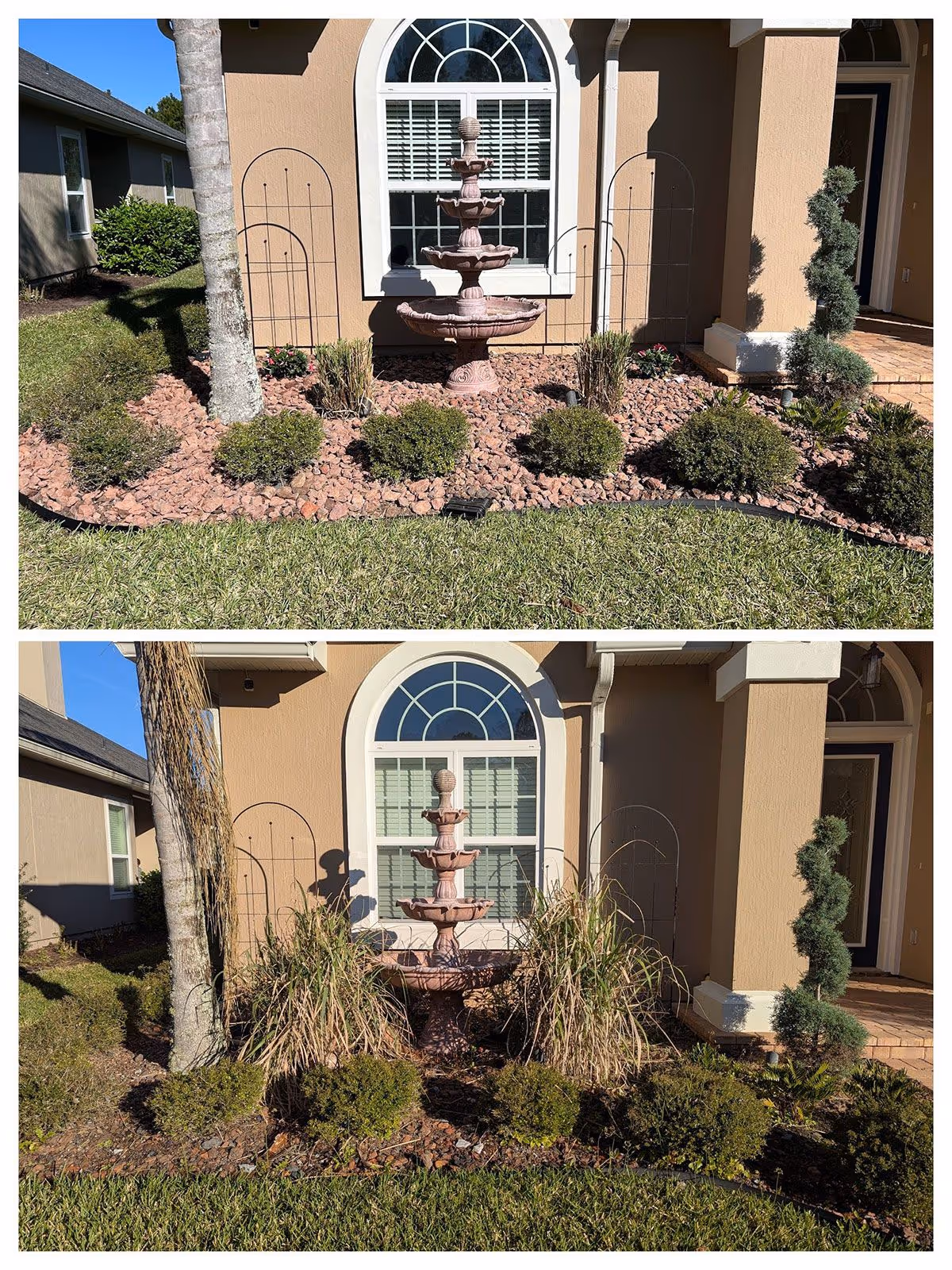Mulch and rock flowerbed install near me St. Johns County