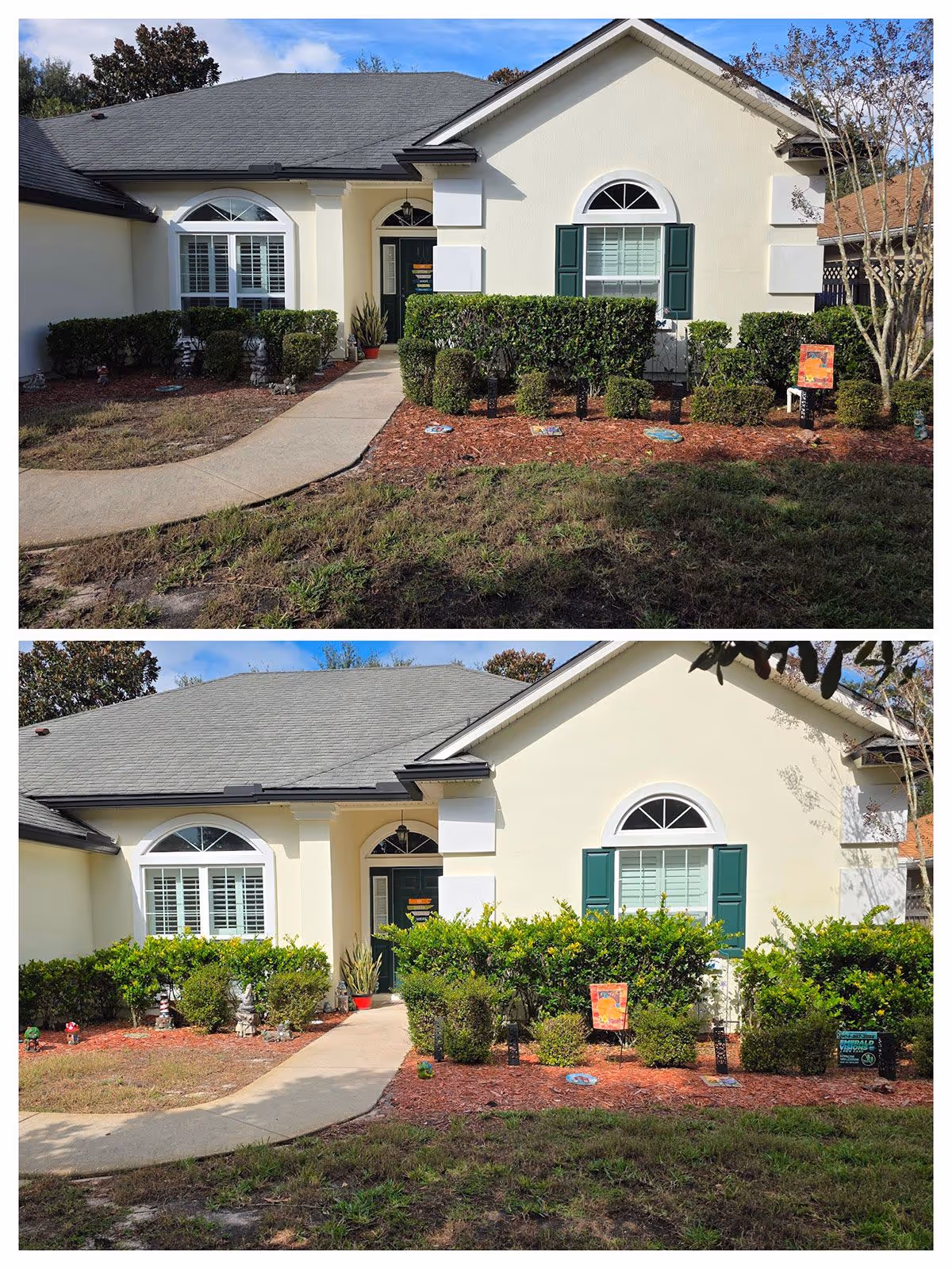 St. Johns County before and after landscaping and mowing results