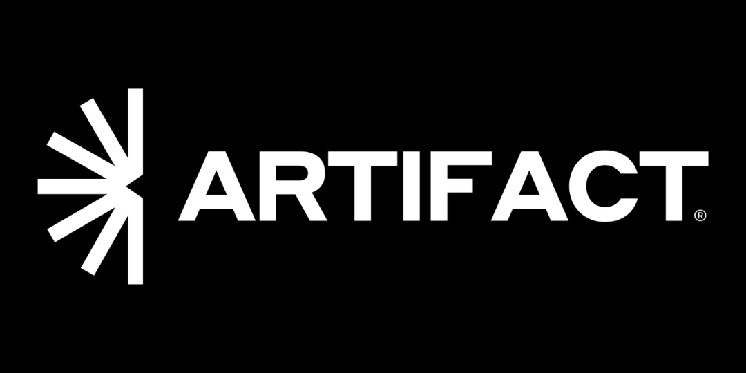 white Artifact logo with black background