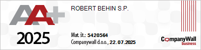 Companiwall podjetja Behin iz leta 2025 prikazuje slikopleskarstvo, fasaderska dela in profesionalne projekte