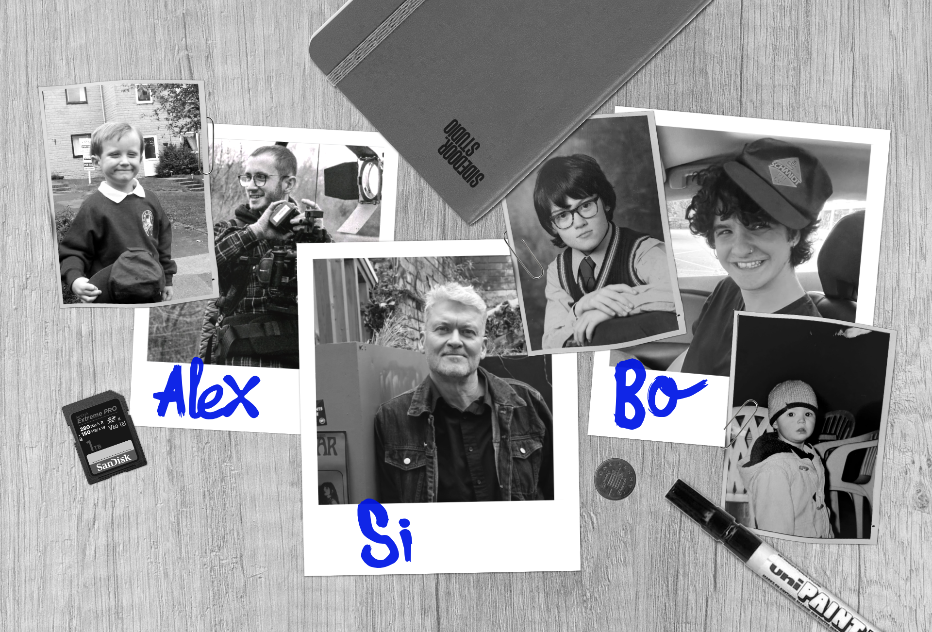 Sidedoor Studios Team Image, Bo, Si and Alex