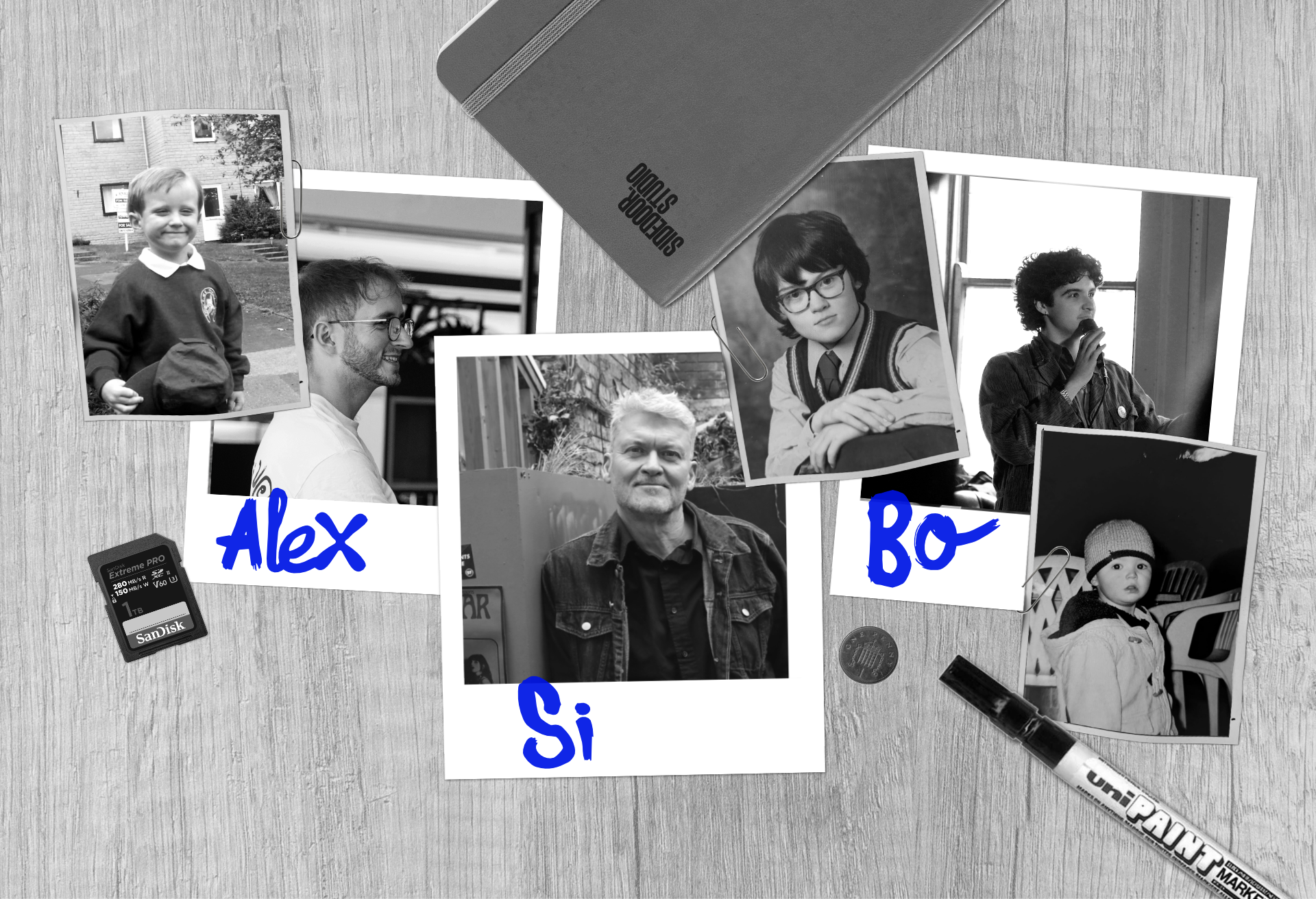 Sidedoor Studios Team Image, Bo, Si and Alex
