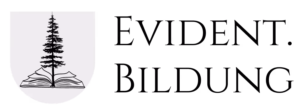 Logo mit einem Baum, der aus einem offenen Buch wächst, daneben der Schriftzug Evident.