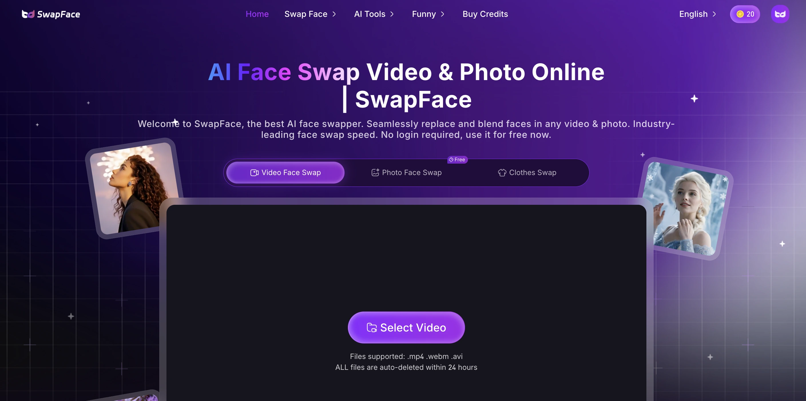 Swapface AI face swap video and photo tool interface offering seamless real-time face replacement for streaming