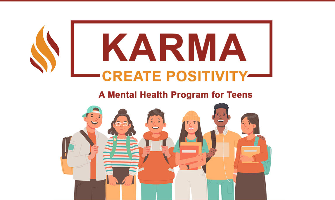 Logo for "Karma: Create Positivity," a mental health program designed for teens to promote well-being and resilience.
