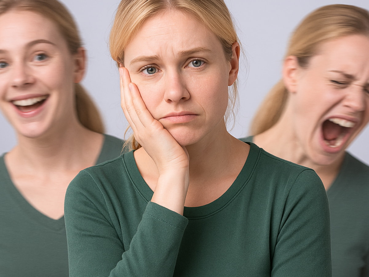Three women are holding their hands to their faces, expressing surprise or concern in a candid moment.  
