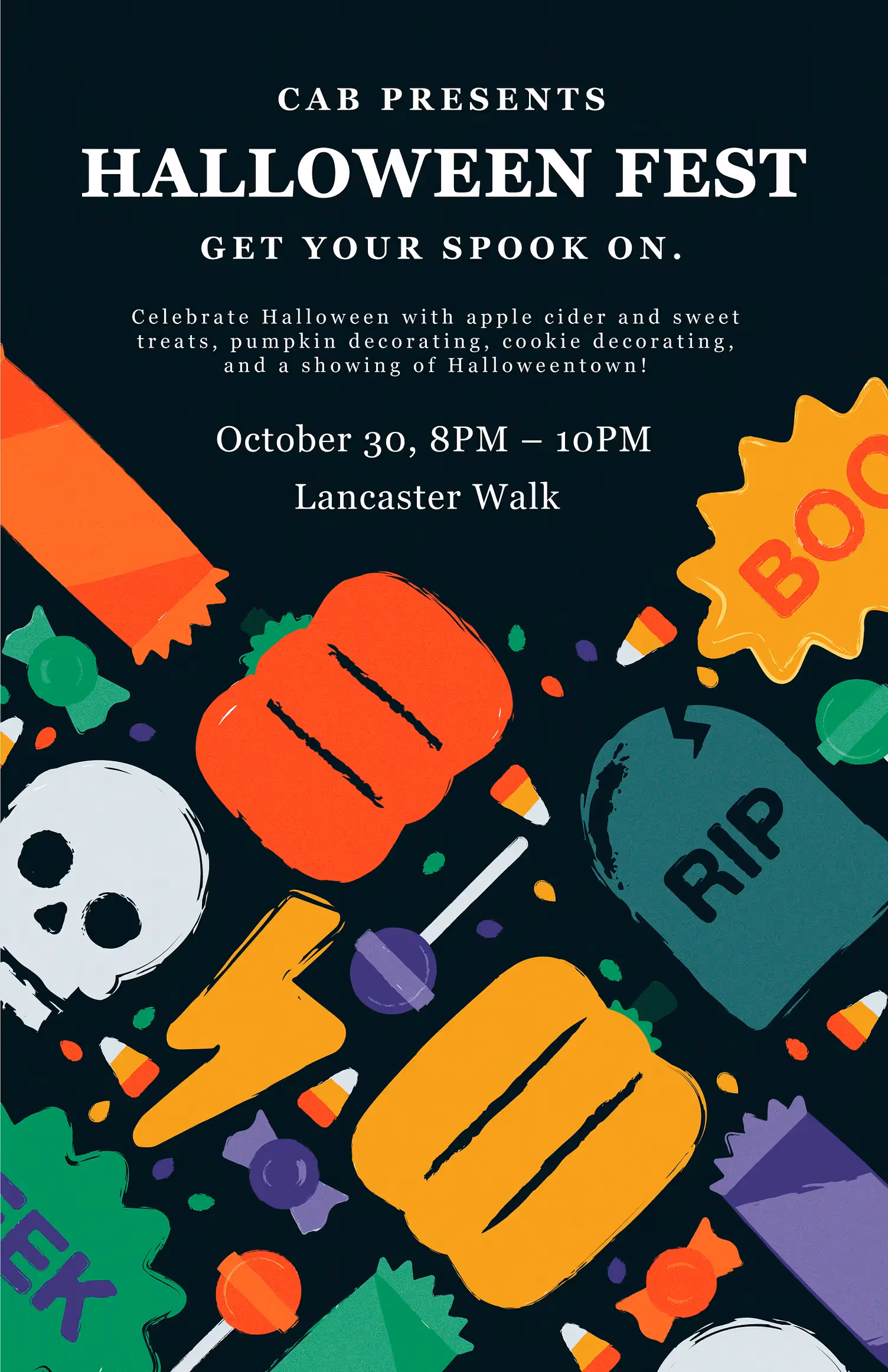 Poster showing a variety of Halloween patterns 