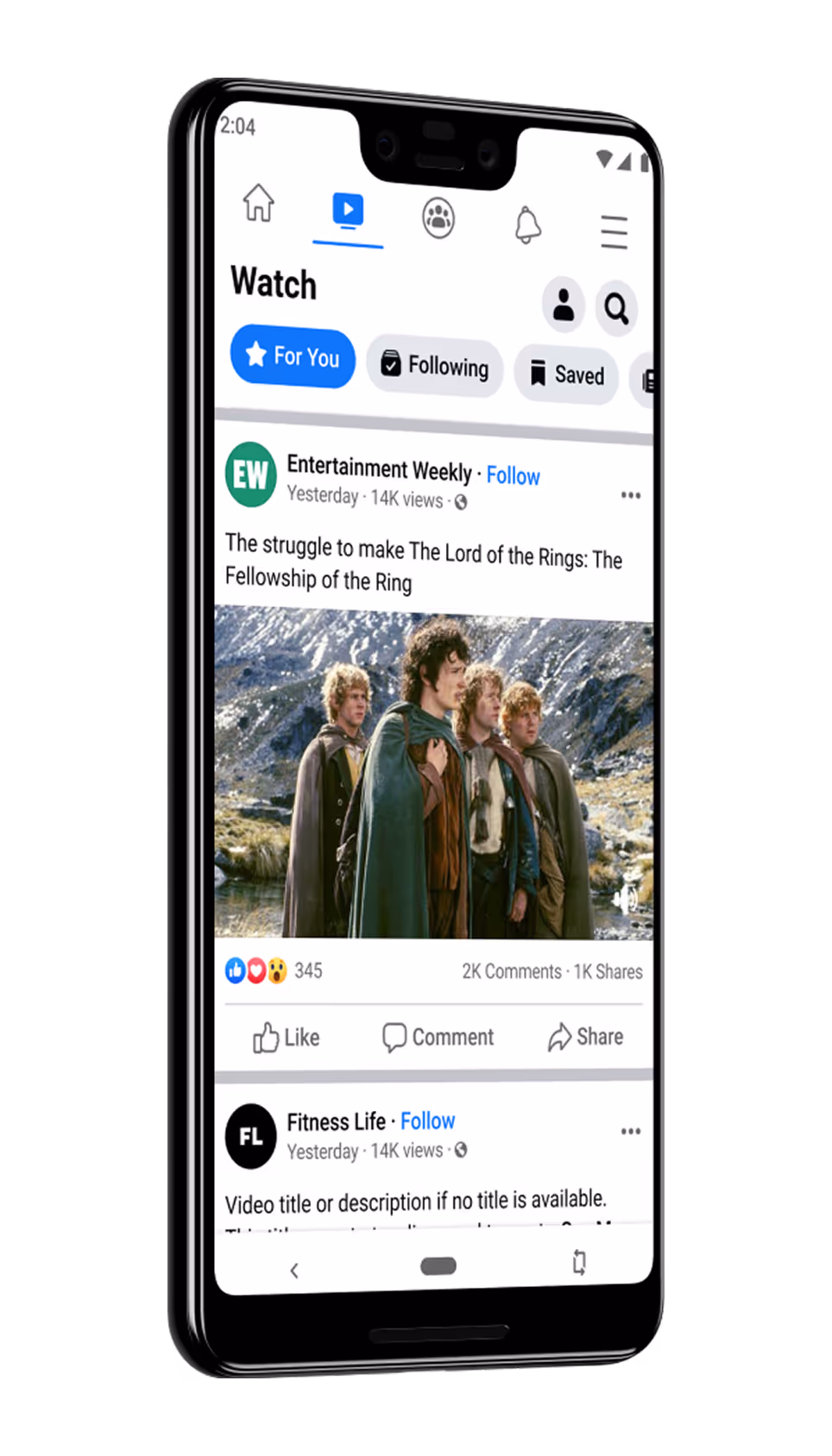 Facebook Watch (AKA Facebook Reels) tab inside isometric phone