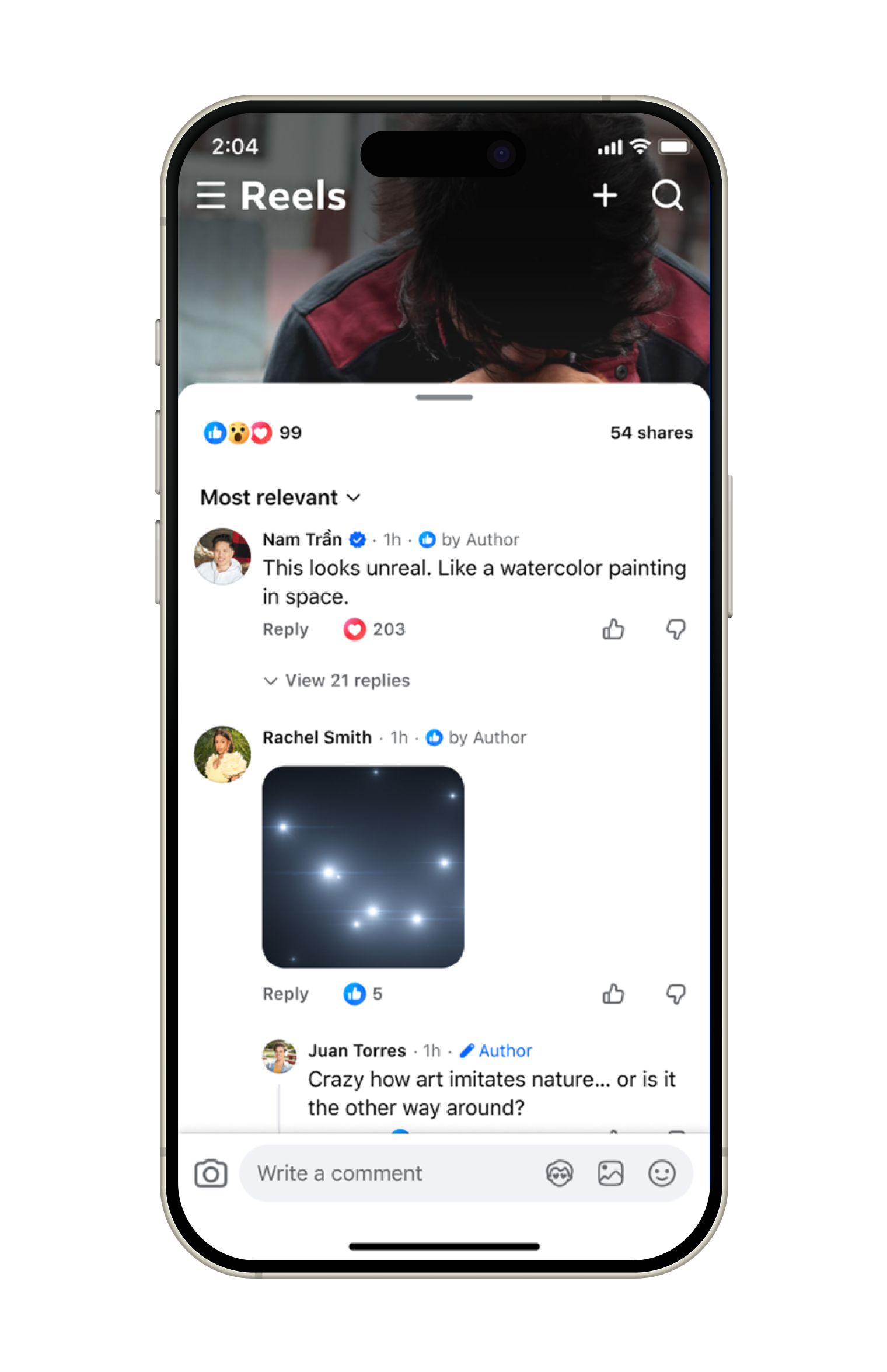 Device containing comment sheet on Facebook