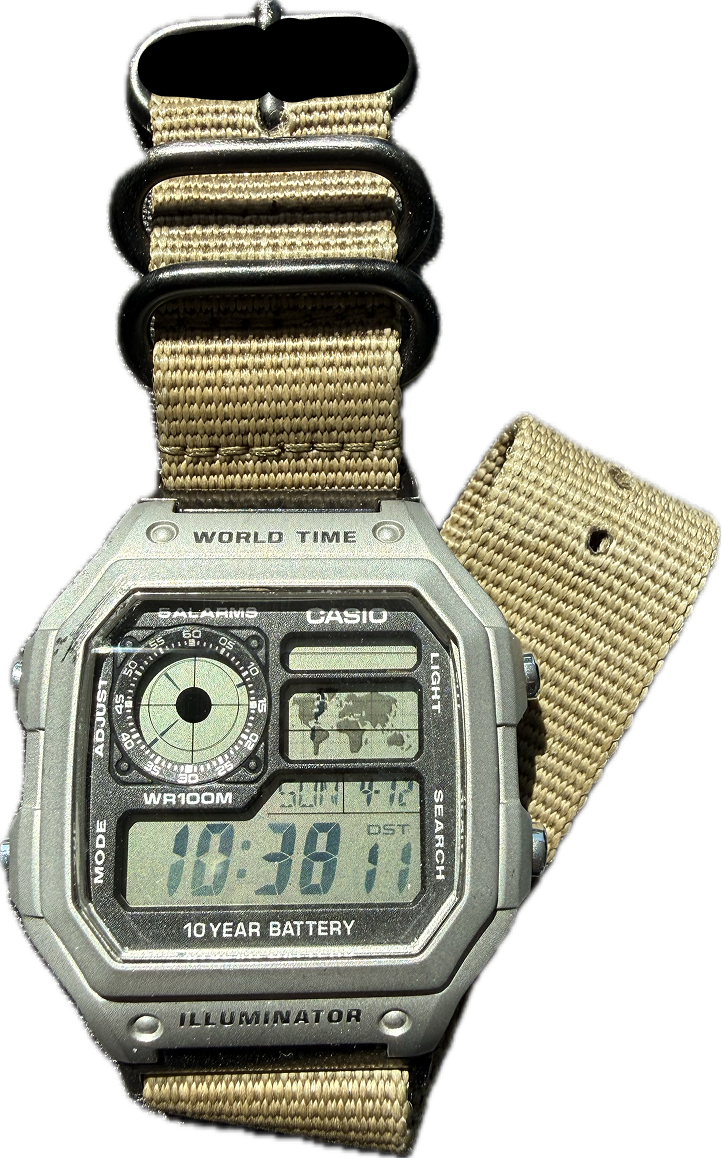Image of a digital Casio watch depicting the time