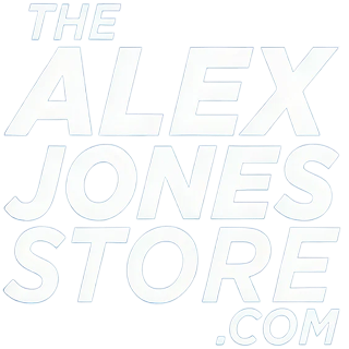 The Alex Jones Store .com white text logo on transparent background.
