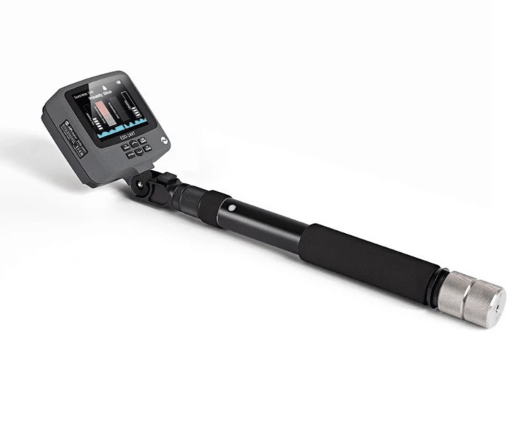 EDD-24XT Nonlinea Junction Detector device with screen and buttons attached to a black handle with a foam grip.