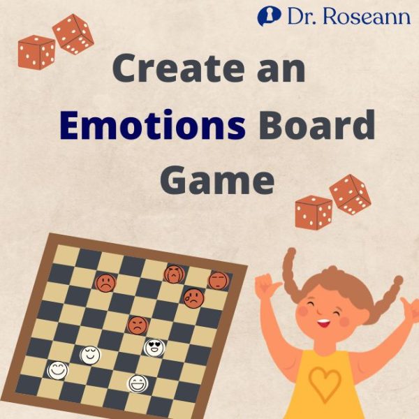 Illustration of an emotions board game as an emotional regulation activity to help kids understand feelings through play.