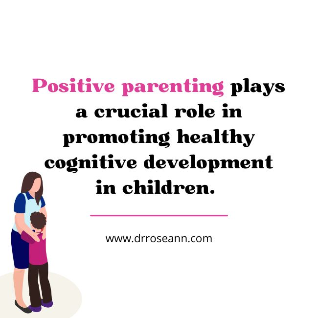 Illustration showing positive parenting concept with parent and child, highlighting the role of positive parenting in cognitive development.